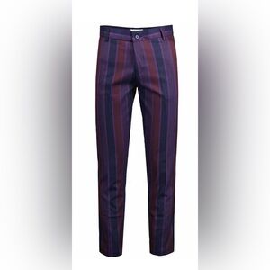 MADCAP ENGLAND Offbeat Slim Leg Purple Stripe Trousers Retro Men’s 34S
